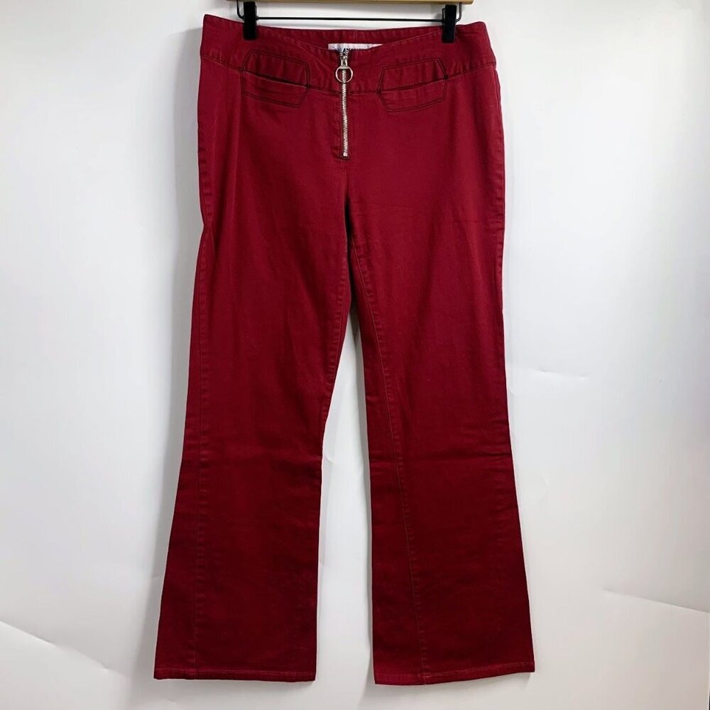 Anchor Blue Women's Vintage‎ Flat Front Zip Pocket Cotton Flare Pants Size 13